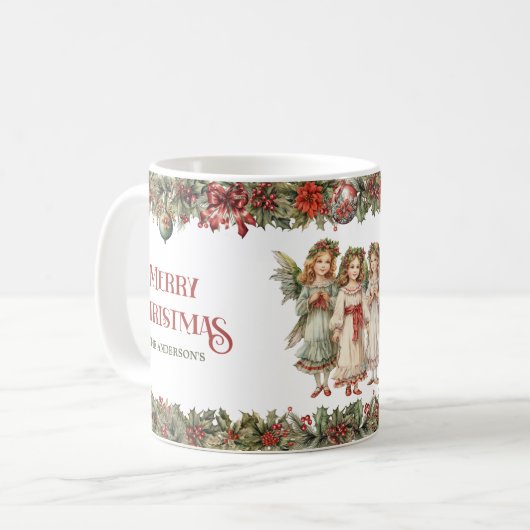 Mug Petites filles Noël Anges victoriens avec saint (Devant gauche)