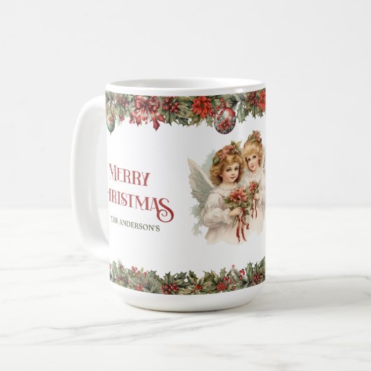 Mug Petites filles Noël Anges victoriens avec saint (Devant gauche)
