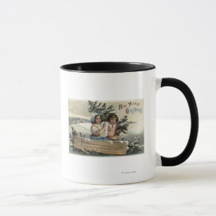 Mug Petites filles tenant un présent et un arbre