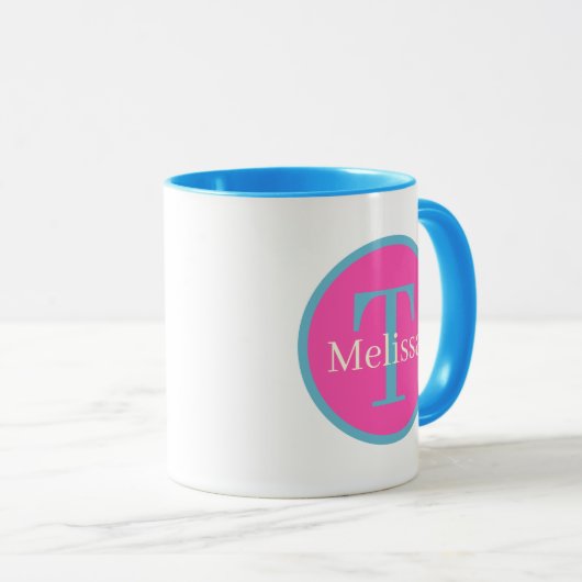 Mug Petites filles unicorne ajouter monogramme de caca (Devant droit)