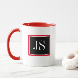 Mug Petites initiales minimalistes rouges et noires No