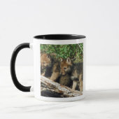 Mug Petits animaux de loup de bois de construction (Gauche)
