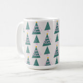 Mug Petits arbres gribouillages rose vert (Devant gauche)