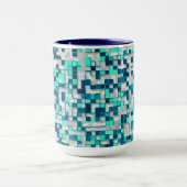 Mug Petits carrés serrés, tons verts du bleu (Centre)