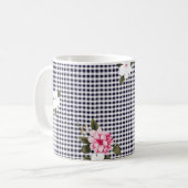 Mug Petits chèques sans couture et motif floral abstra (Devant gauche)