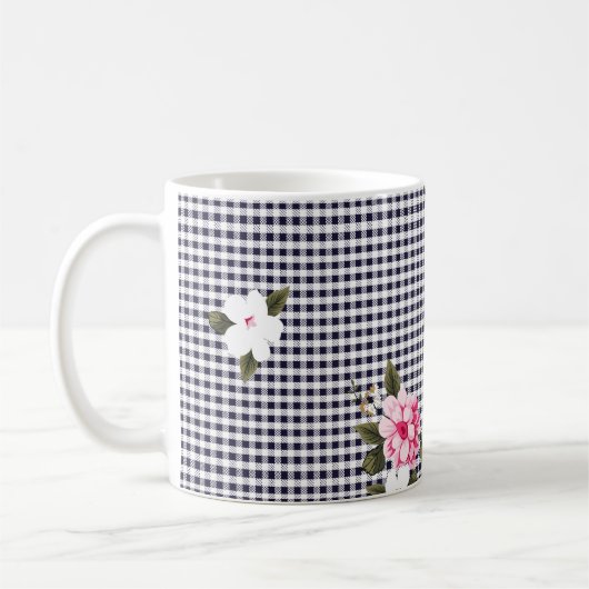 Mug Petits chèques sans couture et motif floral abstra (Gauche)