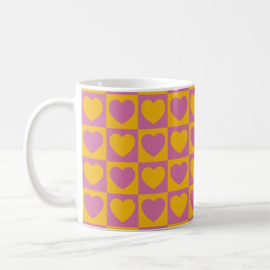 Mug Petits coeurs d'échecs grille sans couture motif. (Gauche)