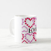 Mug Petits coeurs rose rouge AMOUR (Devant gauche)
