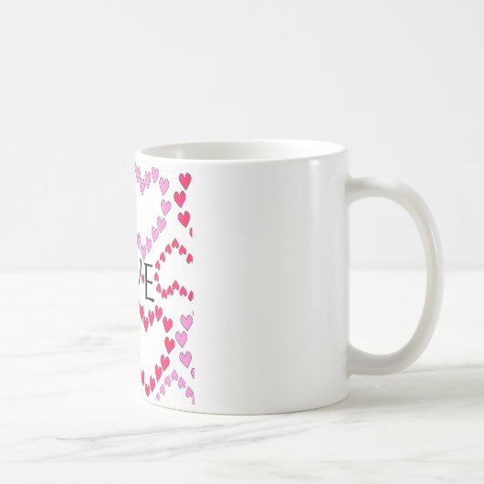 Mug Petits coeurs rose rouge AMOUR (Droite)
