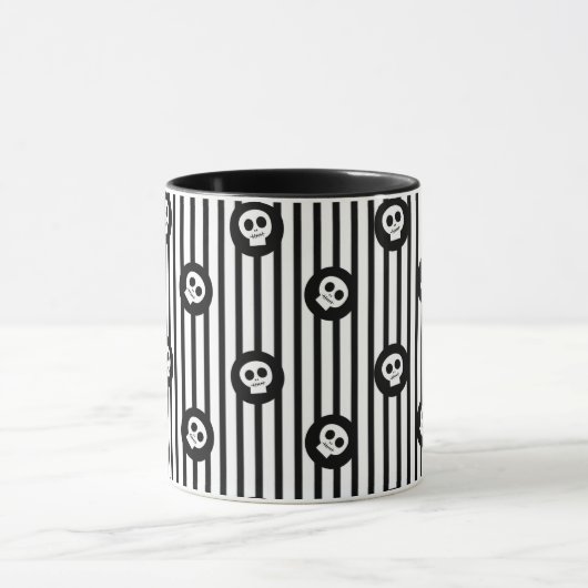 Mug Petits crânes fantaisistes Crâne noir et blanc (Centre)