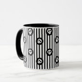Mug Petits crânes fantaisistes Crâne noir et blanc (Devant gauche)