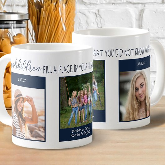 Mug Petits-enfants Remplir une citation 3 Photo Bleu