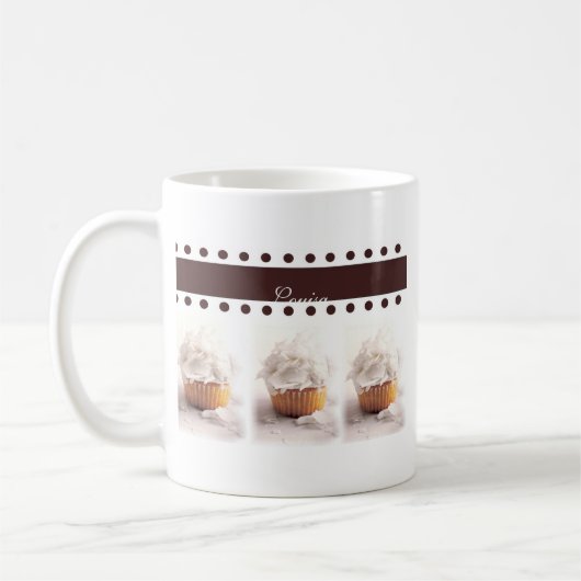 Mug Petits gâteaux blancs sur les articles Brown (Gauche)