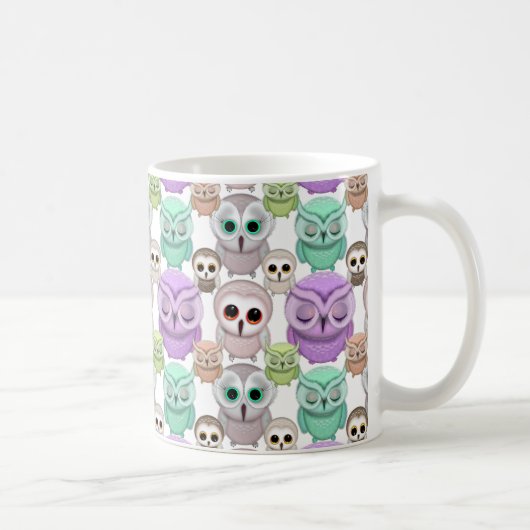 Mug Petits hiboux mignons aux couleurs pastel (Droite)