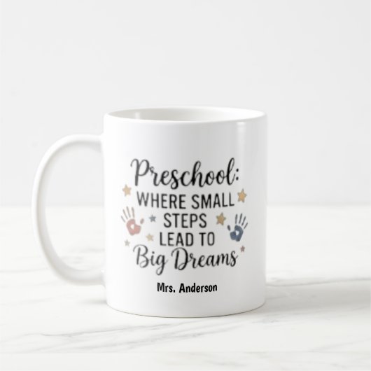 Mug Petits pas mènent à de grands rêves Nom personnali (Gauche)