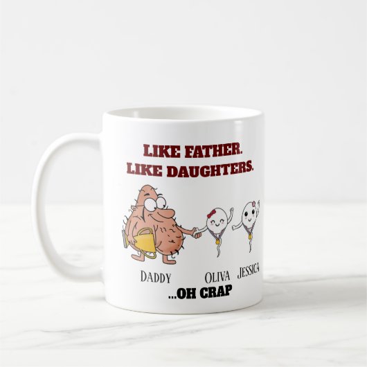 Mug Petits spermatozoïdes Comme père Comme fille jusqu (Gauche)