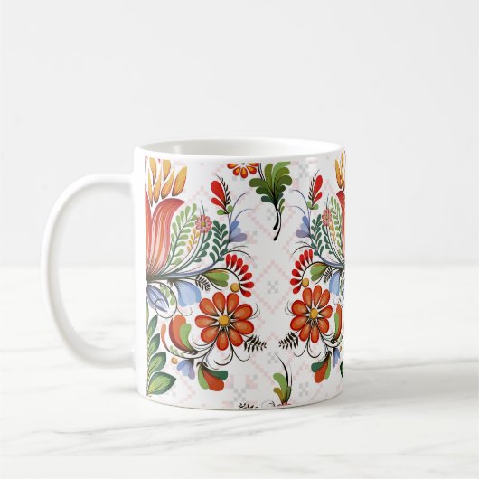 Mug Petrykivka, une ethnie colorée : fleurs ukrainienn (Gauche)