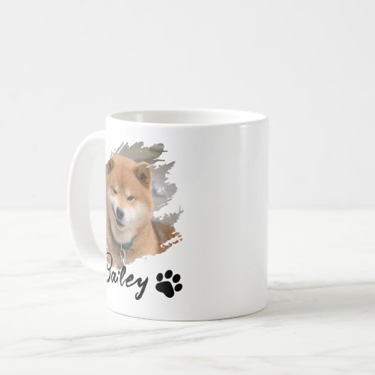 Mug Pet's Simple Modern Cool Typography Name and Photo (Devant gauche)