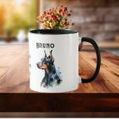 Mug Pets Simple Watercolor Doberman Black Personalize