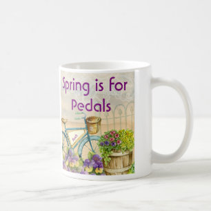Mug Pétunias bleus vintages et pensées de vélo
