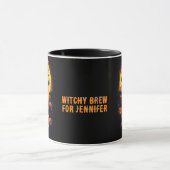 Mug PEU DE COURANT pour (nom), Halloween de chat noir (Centre)
