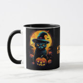 Mug PEU DE COURANT pour (nom), Halloween de chat noir (Gauche)