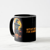 Mug PEU DE COURANT pour (nom), Halloween de chat noir (Devant gauche)