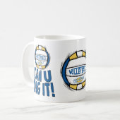 Mug Peut-on creuser son volley-ball Blue Gold ? (Devant gauche)