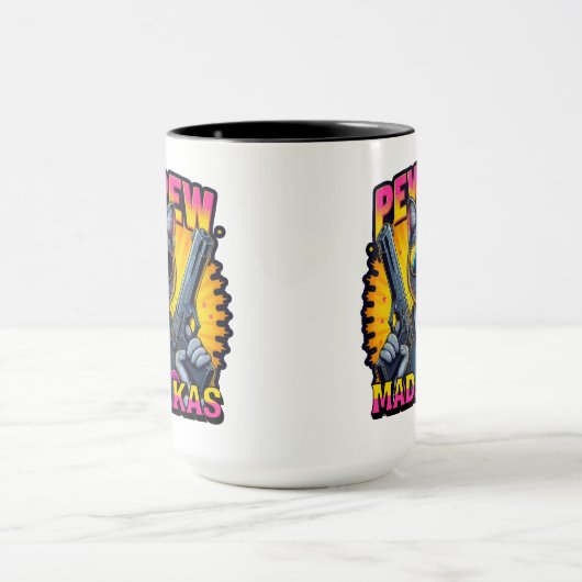 Mug Pew Pew Madafakas Cool Chat avec style et pistolet (Centre)