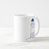 Mug Phare avec cœurs Dessin dessiné à la main mignon (Devant droit)