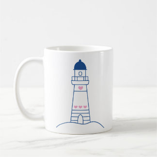 Mug Phare avec cœurs Dessin dessiné à la main mignon