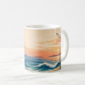 Mug Phare côtier Coucher de soleil Vagues de l'océan T (Devant droit)