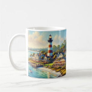 Mug Phare de l'île Hilton Head à l'aquarelle