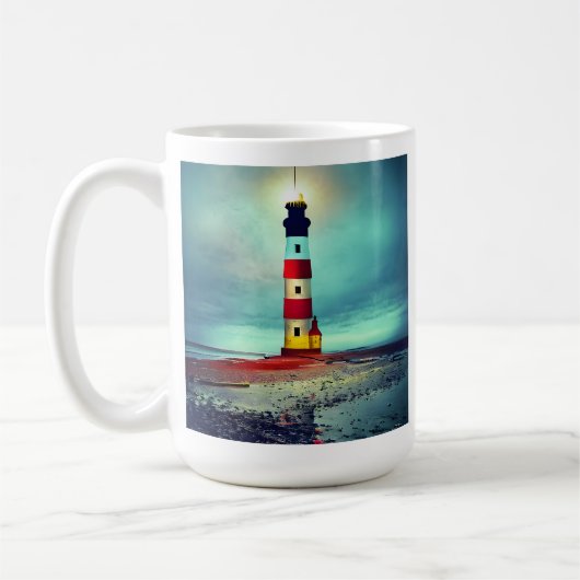 Mug Phare illuminé de la plage abandonné (Gauche)