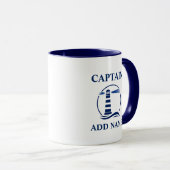 Mug Phare nautique classique et nom du capitaine ou du (Devant droit)