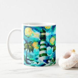Mug Phare Tropical & Palm Trees Impressionniste