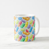 Mug Pharmacist Brush Watercolor Red Blue Pills (Devant droit)
