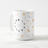 Mug Phases de la lune planètes orbite or noir blanc (Devant gauche)