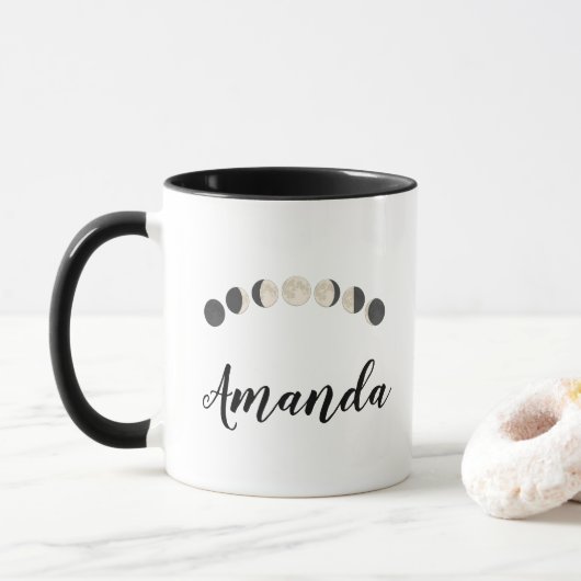 Mug Phases de Lune Simples Élégantes (Avec donut)