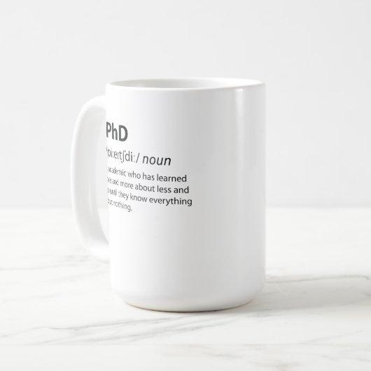 Mug PhD Drôle Dictionnaire Définition (Devant gauche)