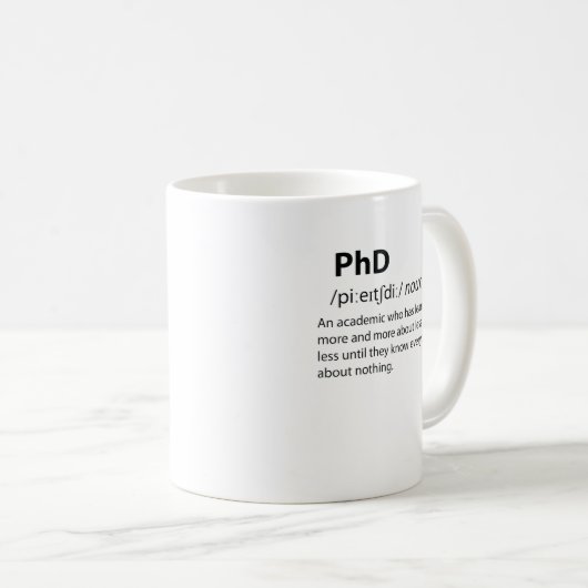 Mug PhD Drôle Dictionnaire Définition (Devant droit)