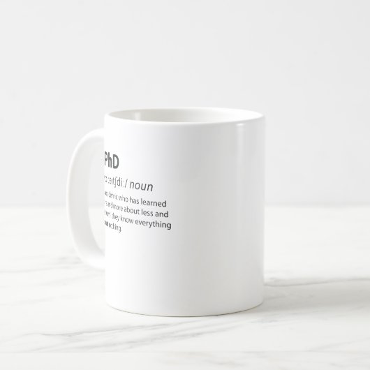 Mug PhD Drôle Dictionnaire Définition (Devant gauche)