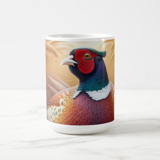 Mug Pheasant reposant dans un champ de blé d'or (Centre)