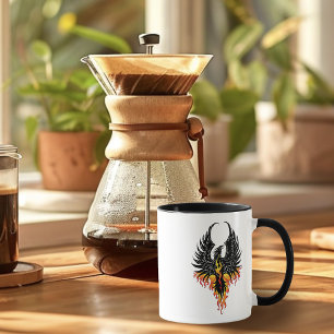 Mug Phénix Ardente Oiseau de Feu Tribal Noir Flammes