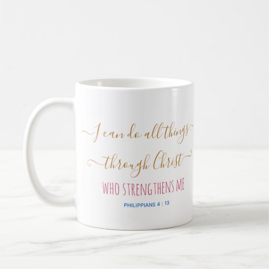 Mug Philipiens 4 : 13 Nouveau Testament Citation chrét (Gauche)