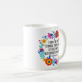 Mug Philippiens 4:13 Bible Écriture Folk Art Floral (Devant droit)