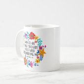 Mug Philippiens 4:13 Bible Écriture Folk Art Floral (Devant gauche)