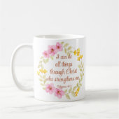 Mug Philippiens 4:13 Écriture florale rose et jaune (Gauche)