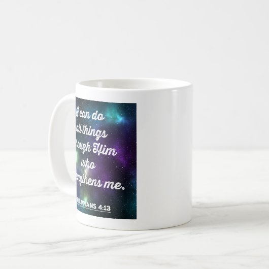 Mug Philippiens 4:13 Verse de la Bible (Devant gauche)