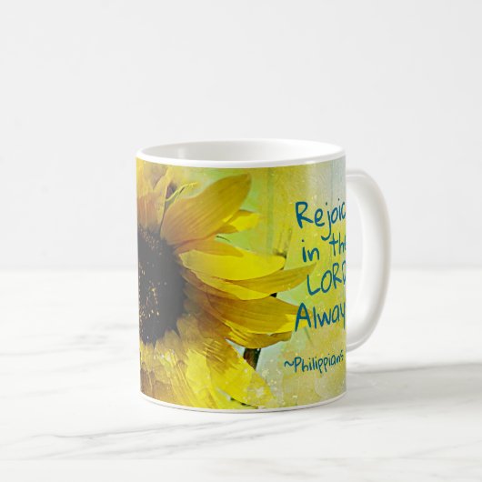 Mug Philippiens 4:4 Réjouissez-vous toujours dans le S (Devant droit)